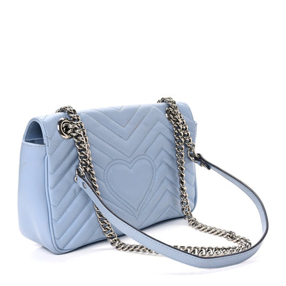 Gucci Calfskin Matelasse Small GG Marmont Shoulder Bag Porcelain Light Blue 2 of 11