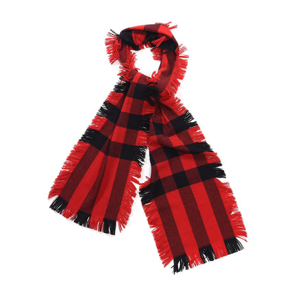 Burberry Wool Half Mega Check Fringe Scarf Red 1 of 4