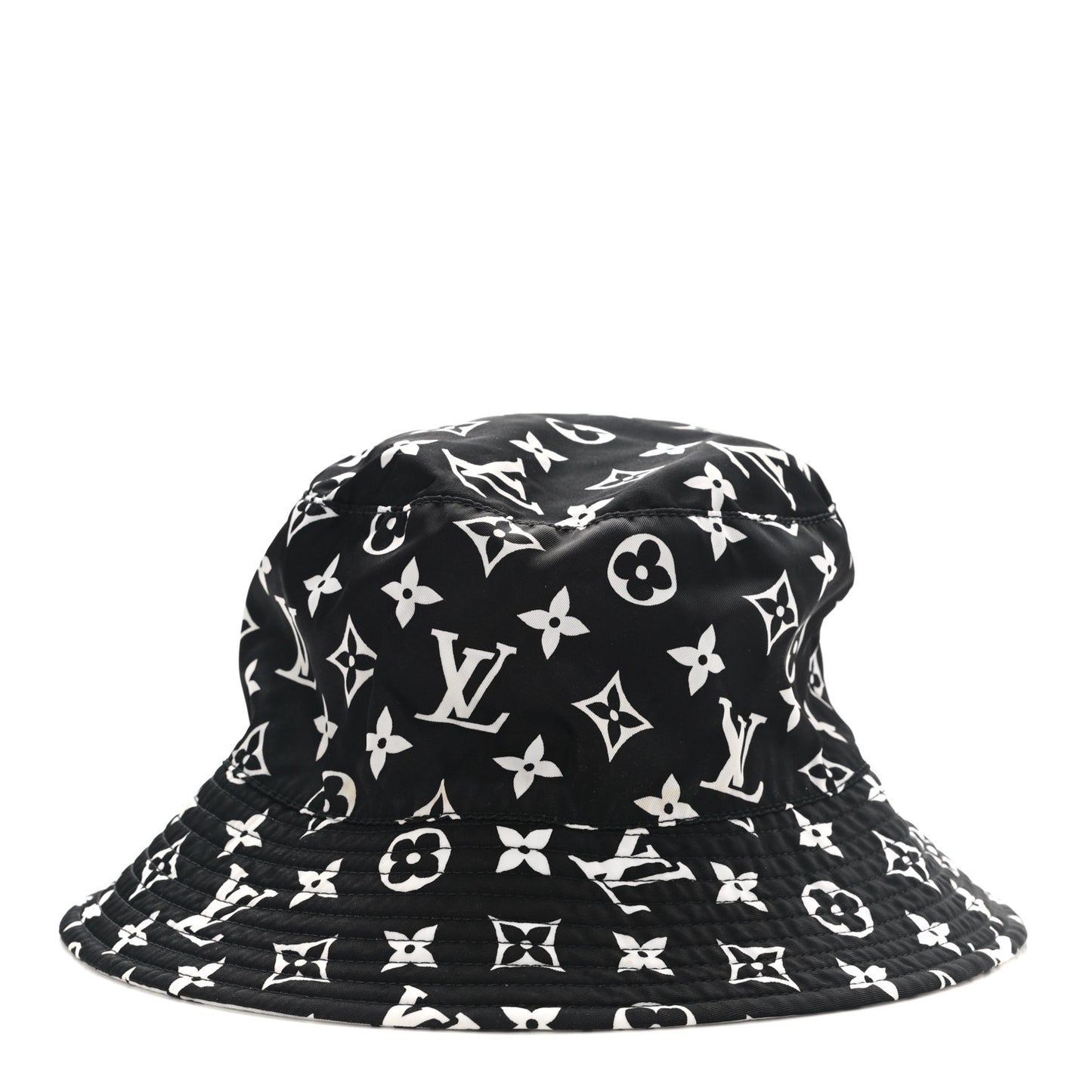Nylon Monogram Reversible Bob Bucket Hat S Black White