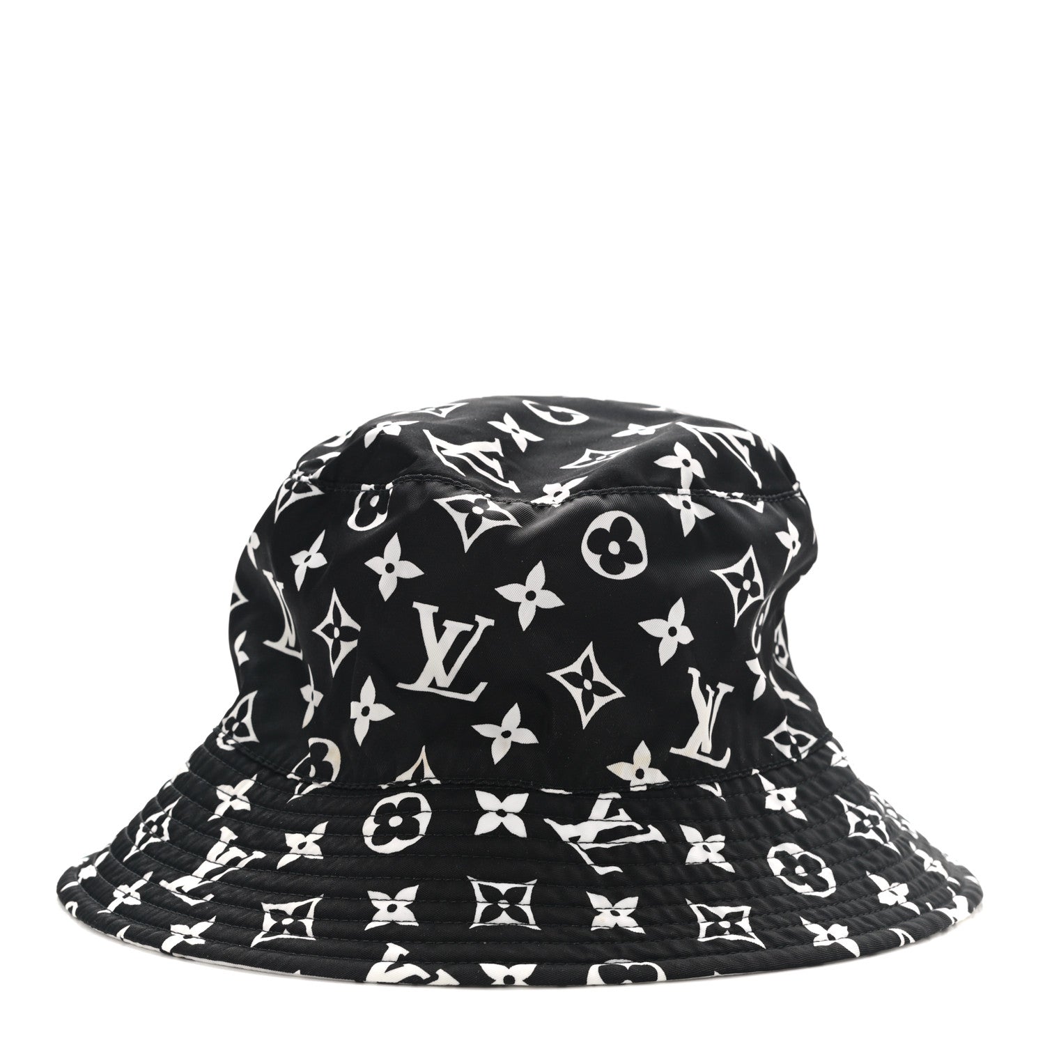 Louis Vuitton Nylon Monogram Reversible Bob Bucket Hat S Black White 5 of 9