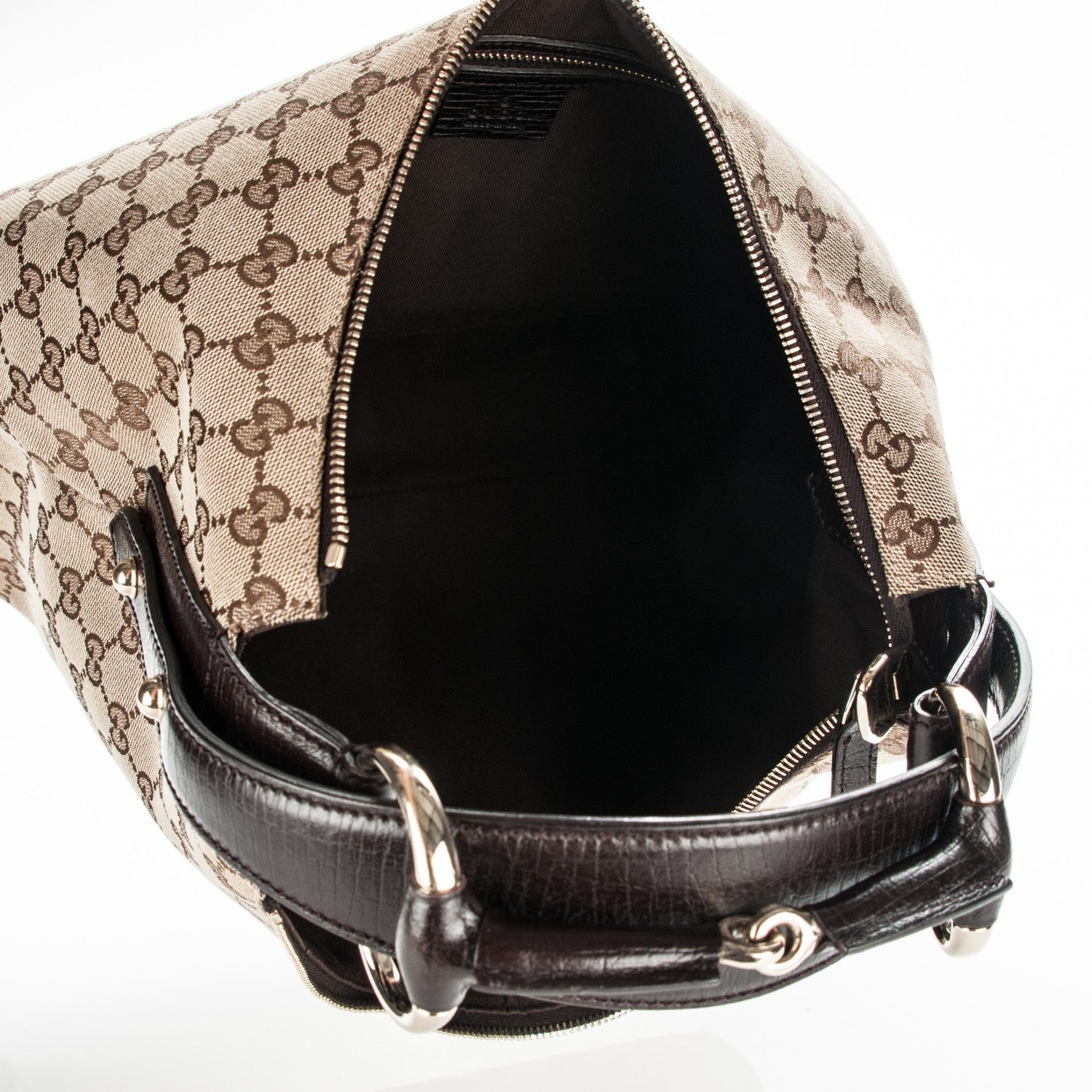 Gucci Monogram Medium Horsebit Chain Hobo Dark Brown 5 of 7