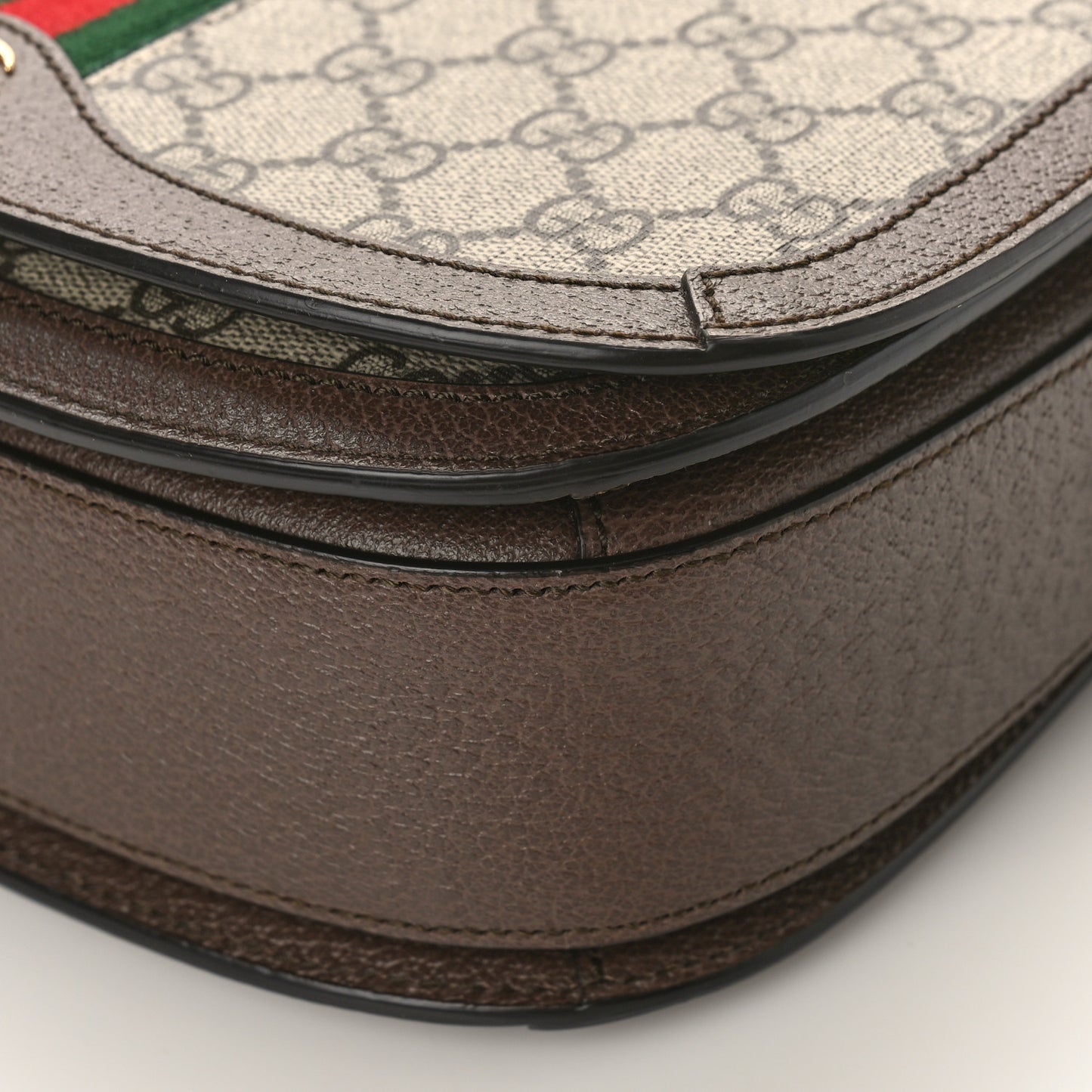 GG Supreme Monogram Web Small Ophidia Flap Messenger Bag Brown