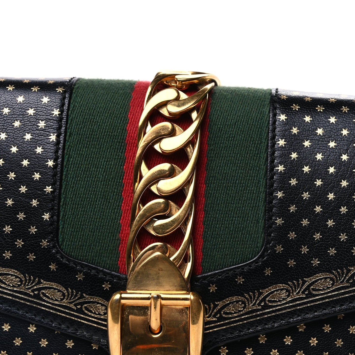 Calfskin Star Printed Small Sylvie Shoulder Bag Gold Black