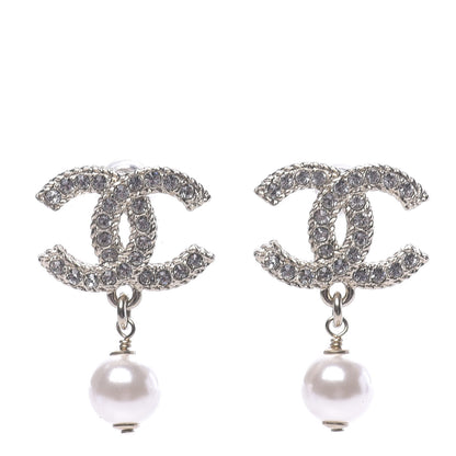 Chanel Crystal Pearl CC Drop Earrings Gold 1 of 5