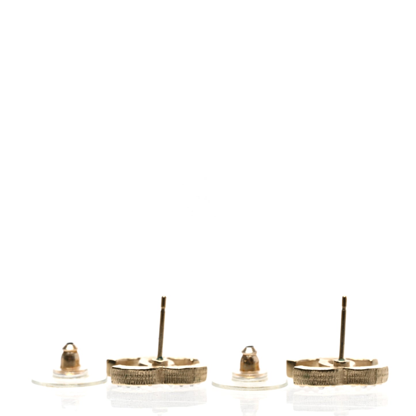 Metal Pearl CC Earrings Gold