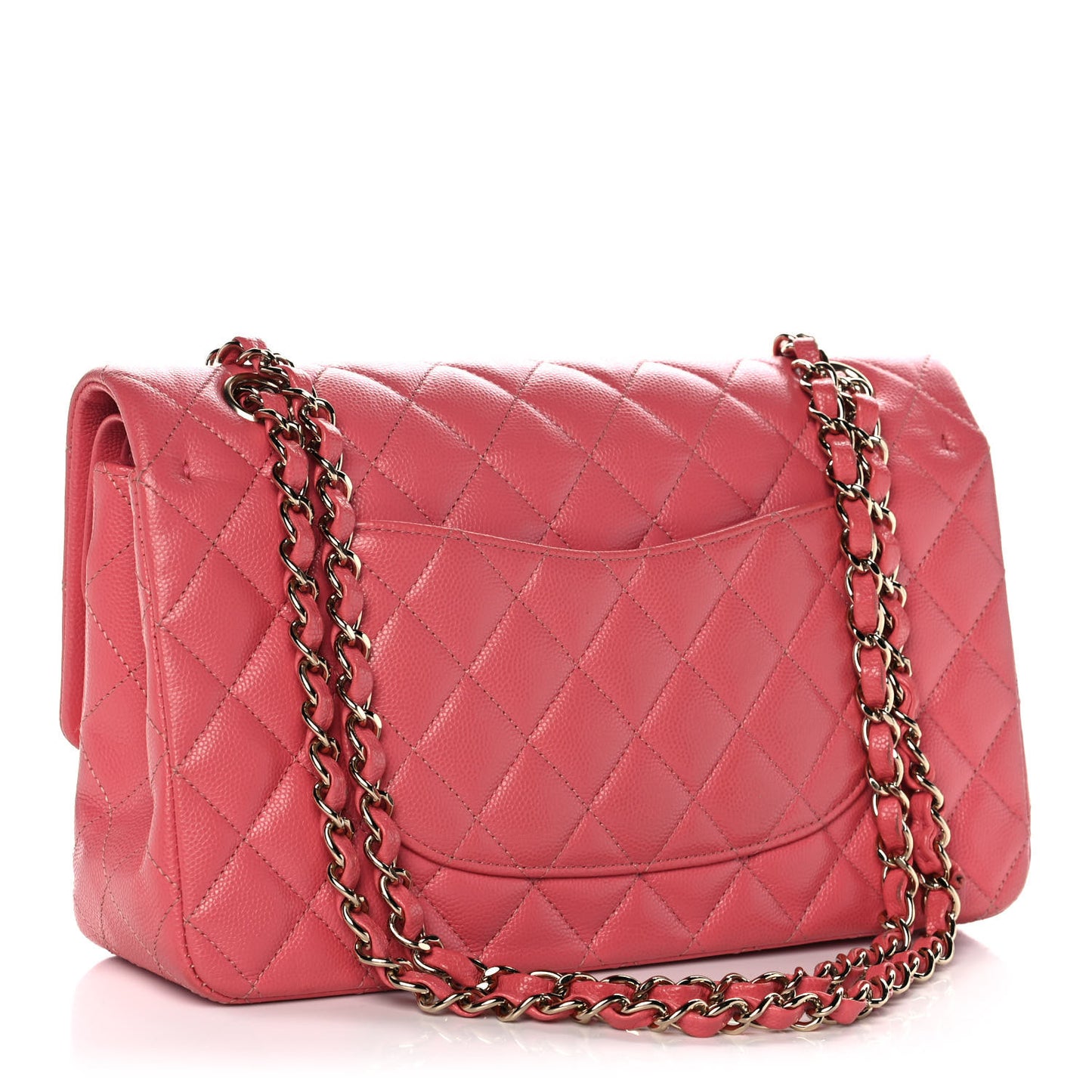 Caviar Quilted Medium Double Flap Pink
