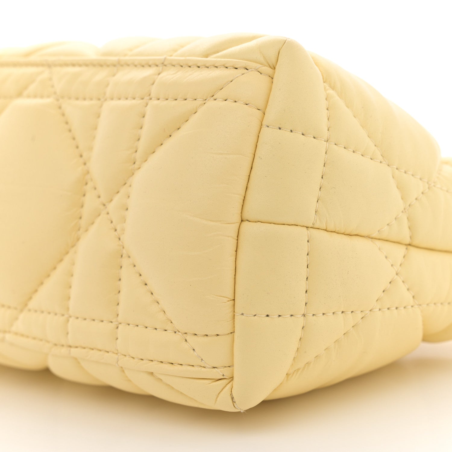 Christian Dior Calfskin Macrocannage Small Diortravel Nomad Pouch Pale Yellow 10 of 11