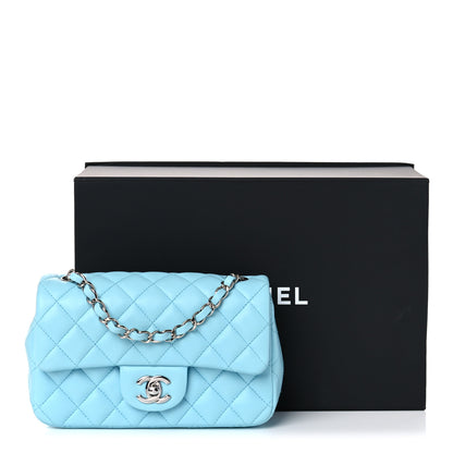 Chanel Lambskin Quilted Mini Rectangular Flap Light Blue 9 of 9