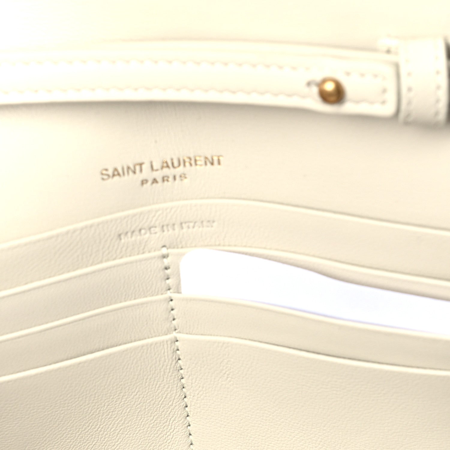 Saint Laurent Lambskin Carre Quilted Le Maillon Wallet On Chain Crema Soft 4 of 8