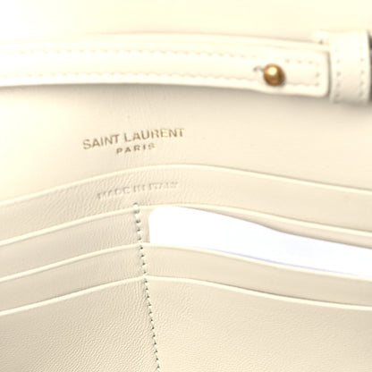 Saint Laurent Lambskin Carre Quilted Le Maillon Wallet On Chain Crema Soft 4 of 8