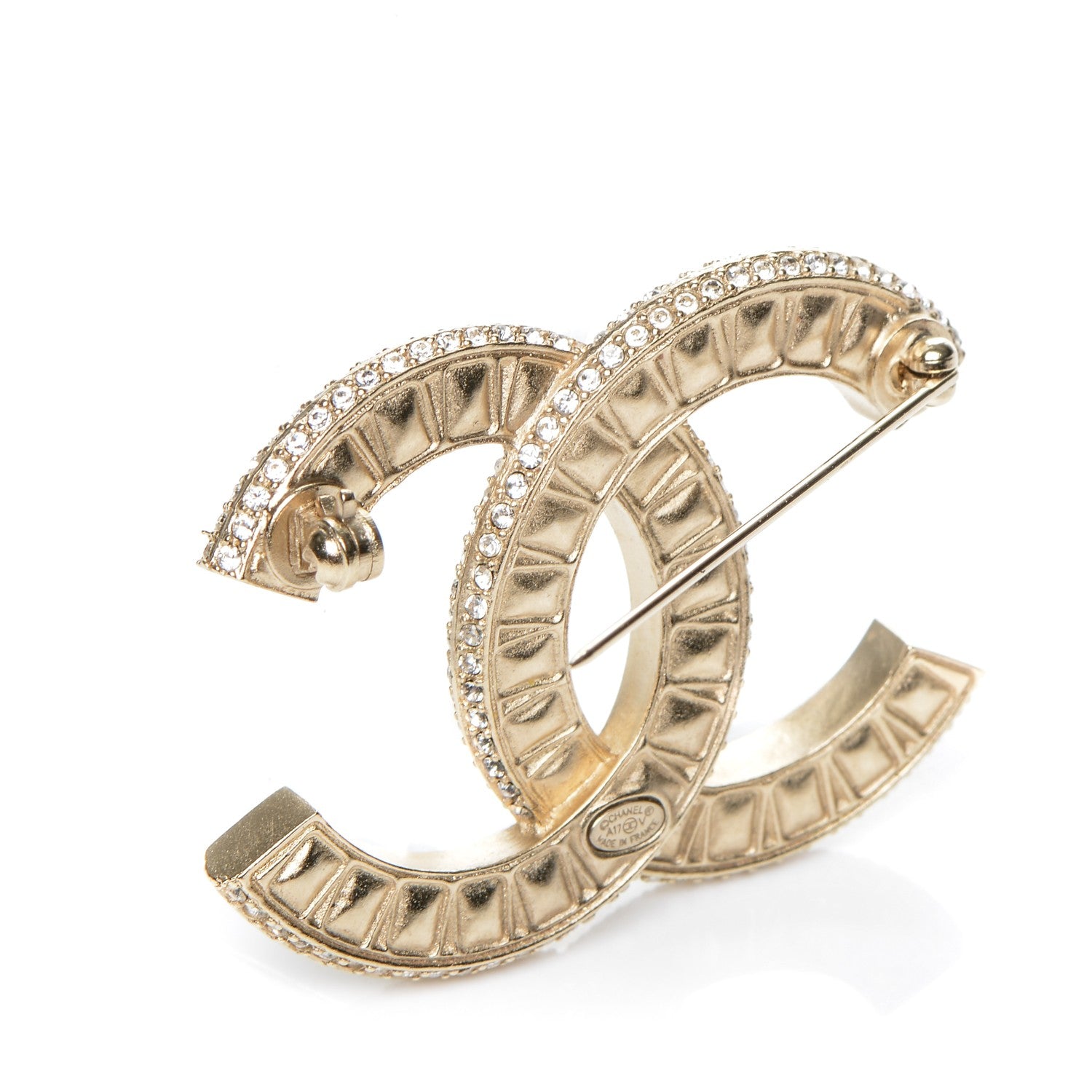 Chanel Baguette Crystal CC Brooch Light Gold 3 of 4