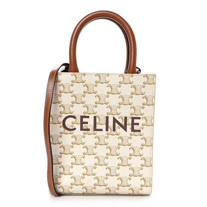 Celine Triomphe Canvas Calfskin Mini Vertical Cabas White 1 of 8