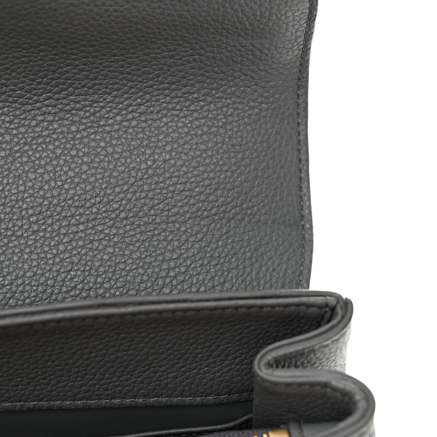 Grained Calfskin Small 16 Top Handle Bag Medium Grey