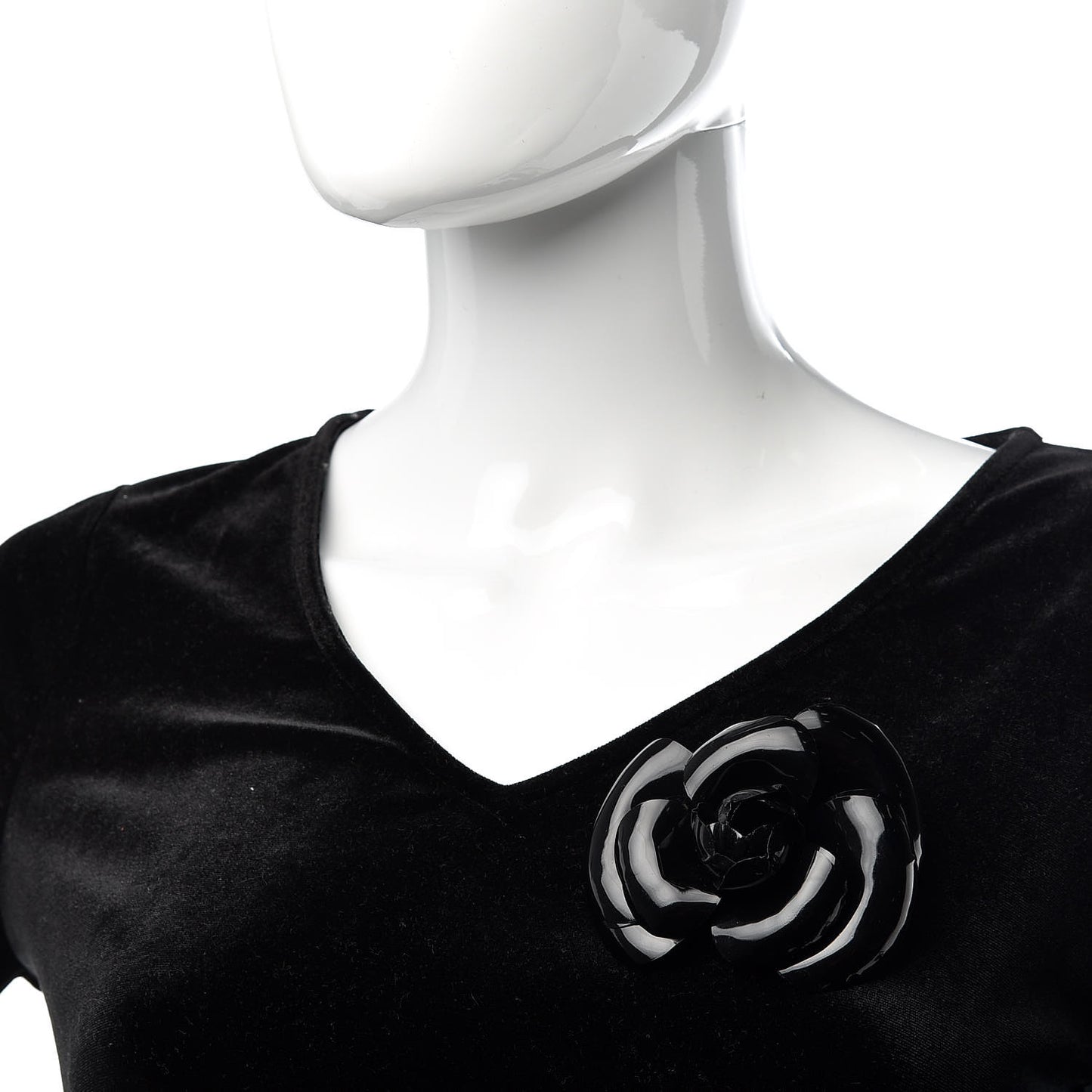 Patent Camellia Pin Brooch Black