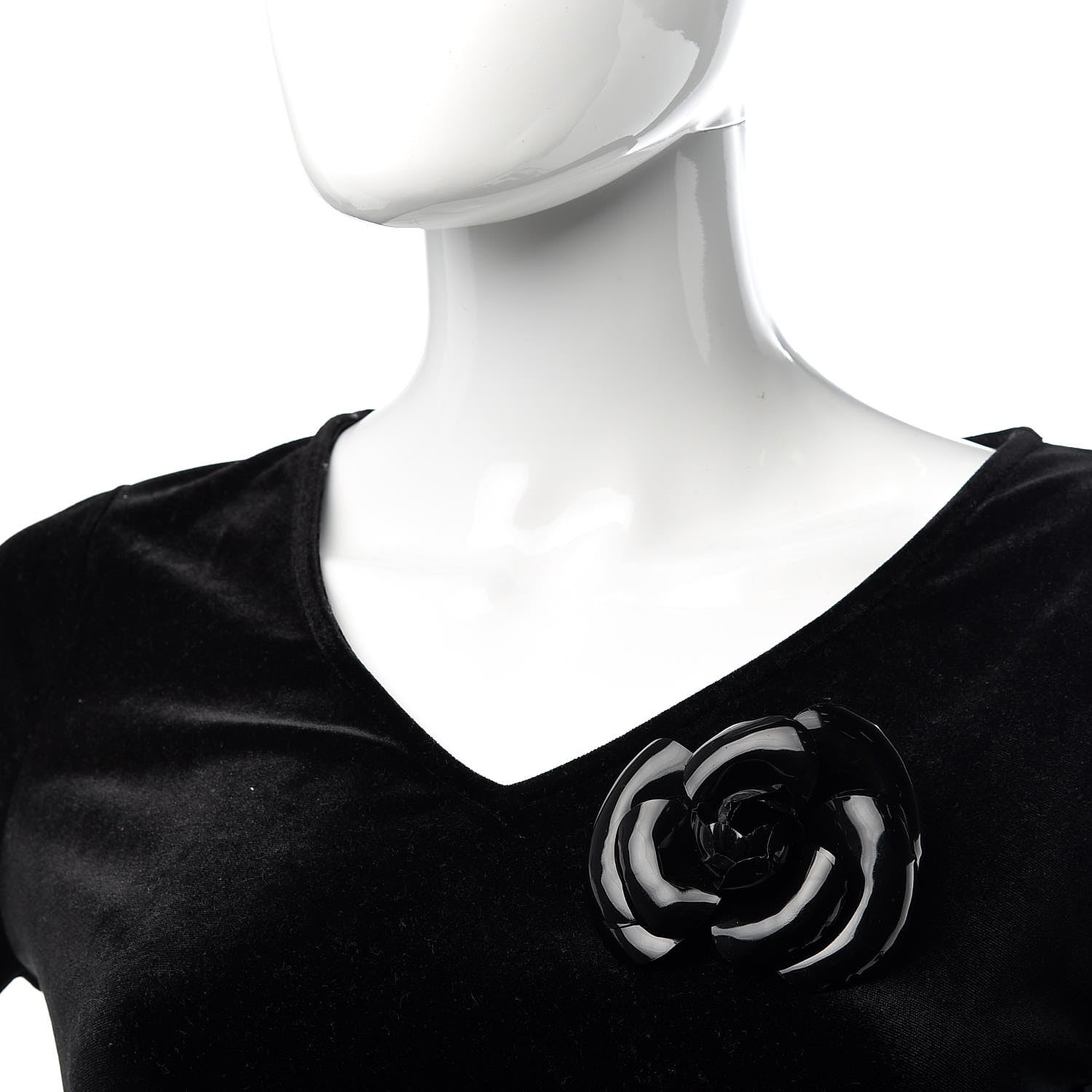 Chanel Patent Camellia Pin Brooch Black 2 of 4