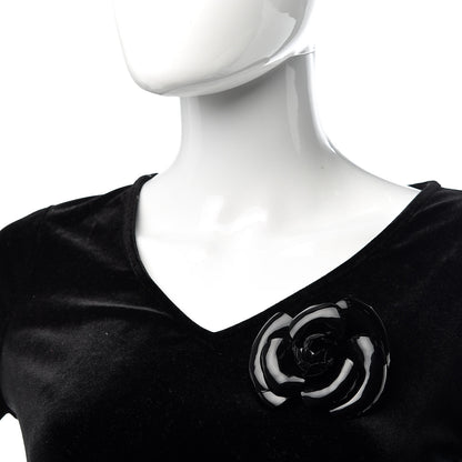 Chanel Patent Camellia Pin Brooch Black 2 of 4