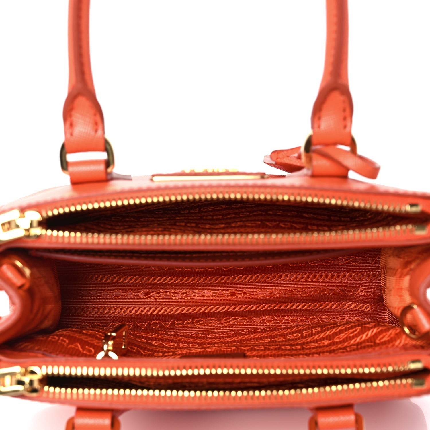 Prada Saffiano Mini Galleria Double Zip Tote Papaya 5 of 8