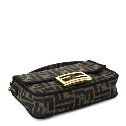 Fendi Fabric Jacquard FF 1974 Mini Baguette Tobacco Moro Black 3 of 8