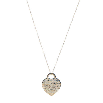Tiffany Sterling Silver Notes Heart Tag Charm Necklace 1 of 7
