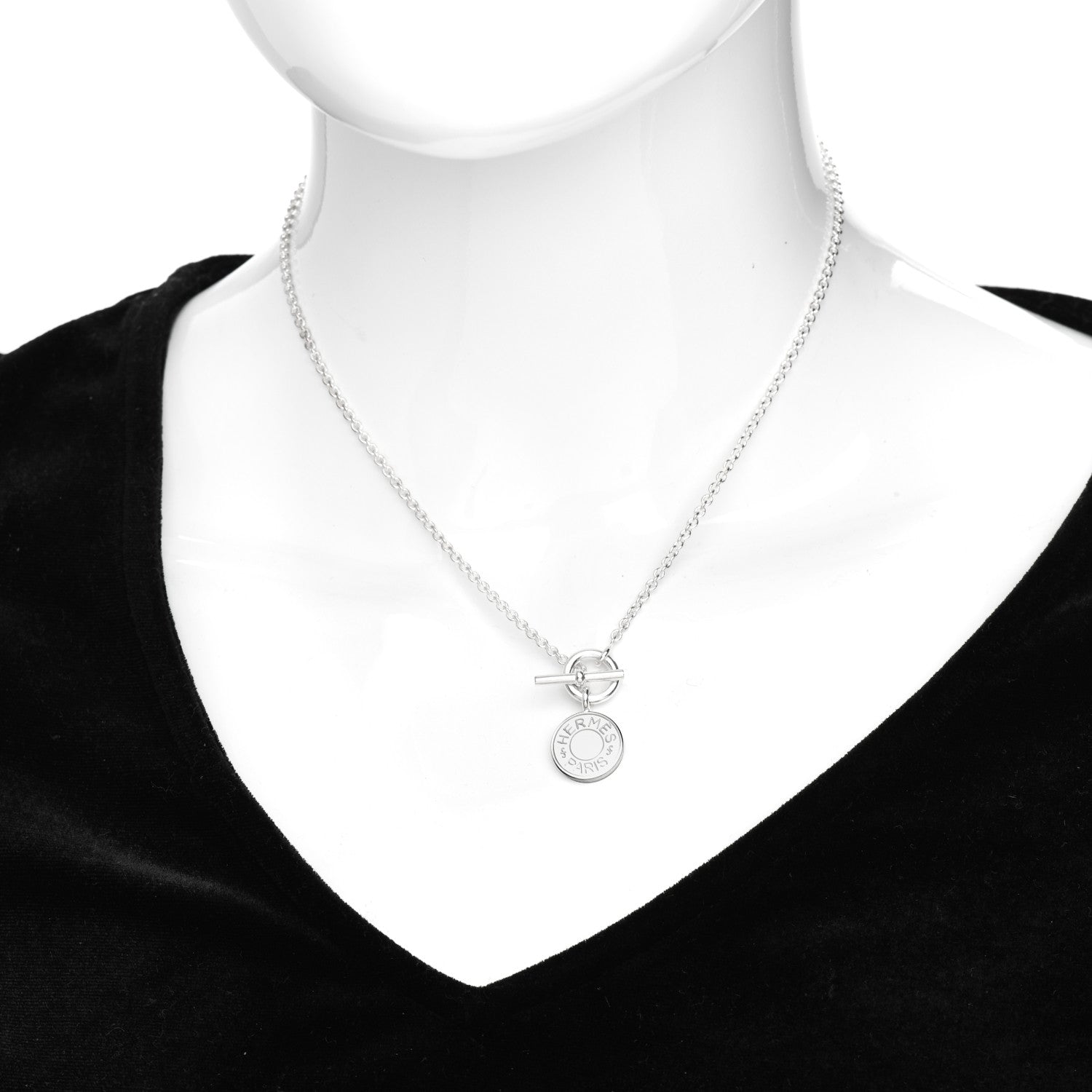 Hermes Sterling Silver Mini Clou de Selle Charm Pendant Necklace 2 of 5