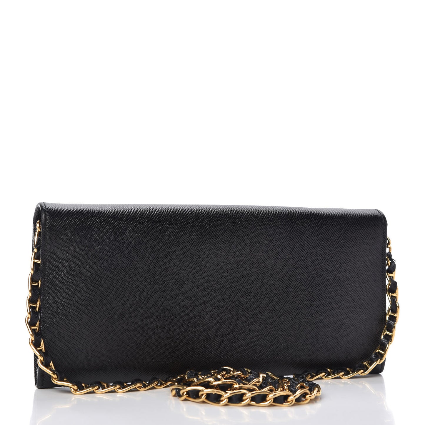 Saffiano Metal Oro Chain Wallet Black