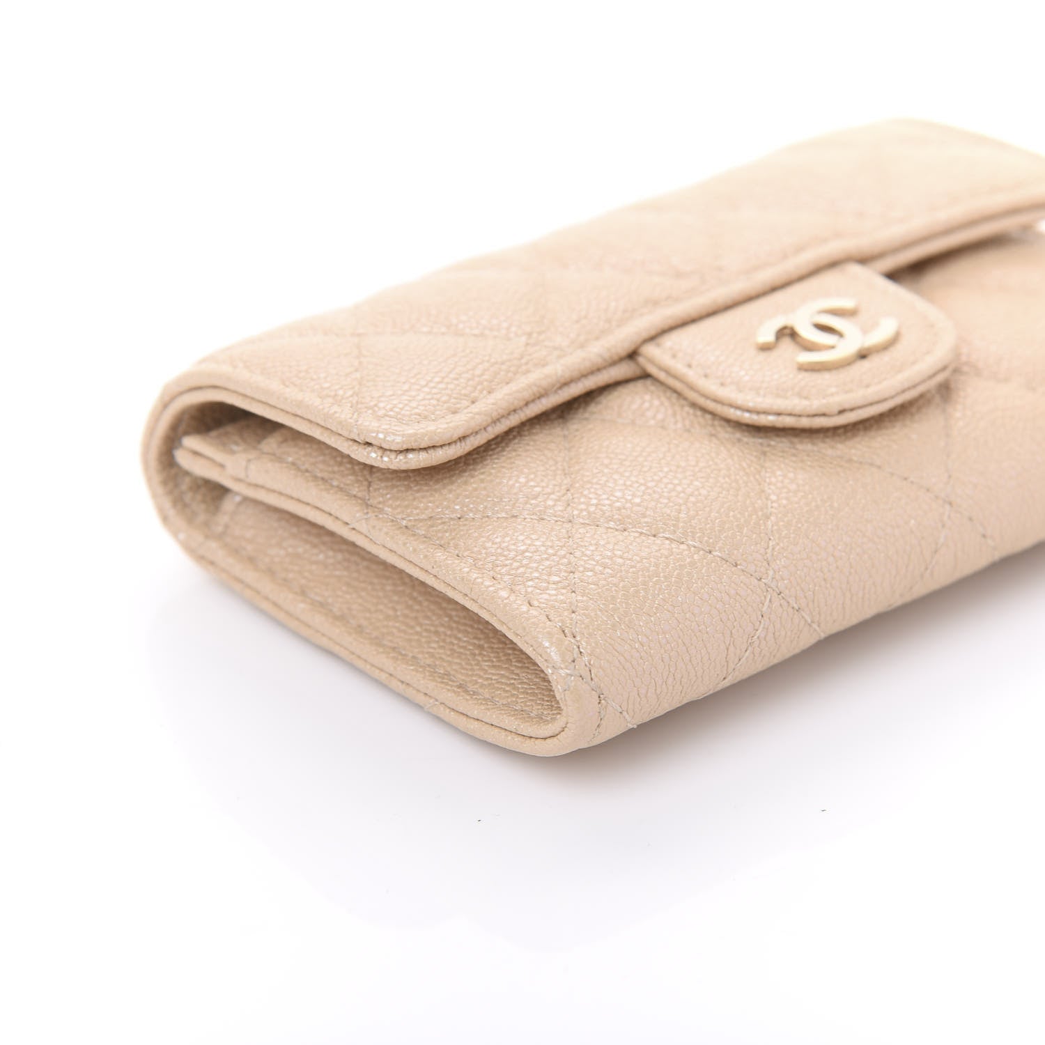 Chanel Iridescent Caviar Quilted Flap Card Holder Beige 6 of 12