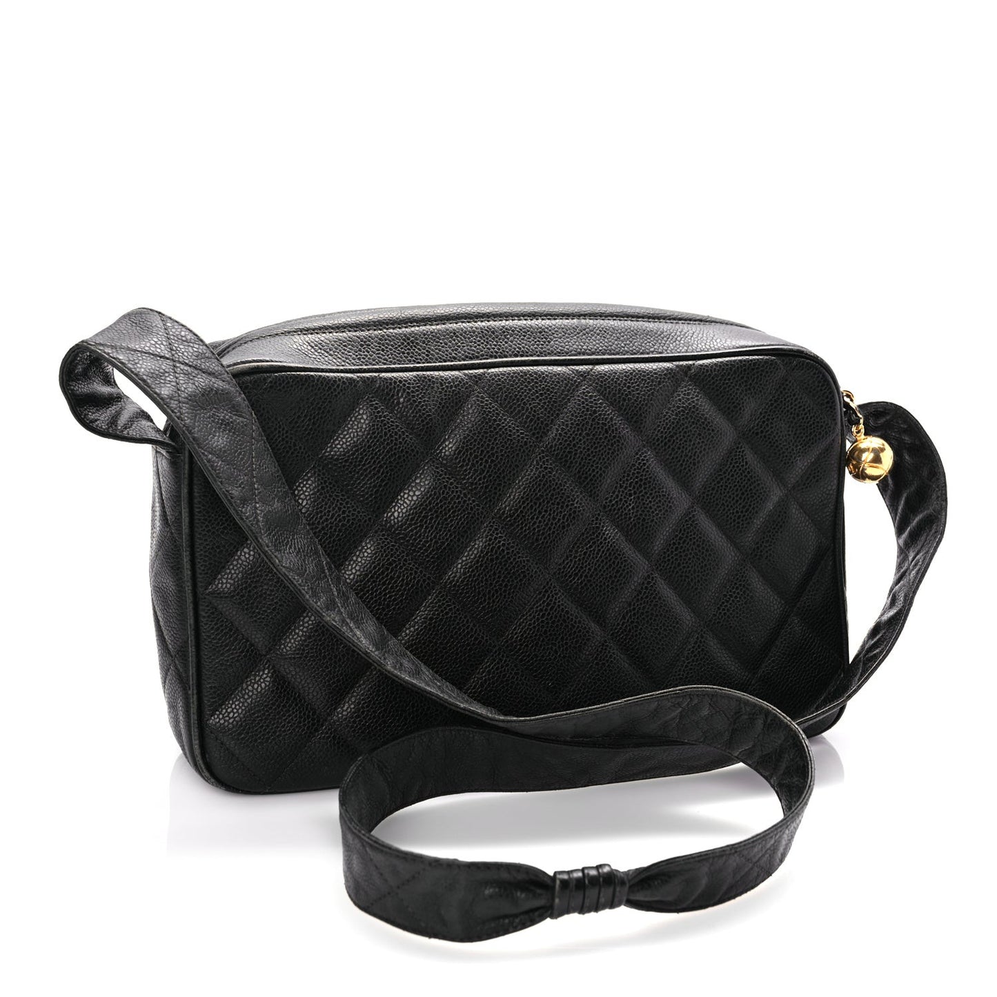 Caviar Quilted Flap Shoulder Bag Black