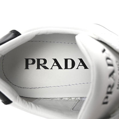 Prada Vitello Rois Triangle Womens Downtown Low Top 30mm Sneakers 36 White Black 8 of 10
