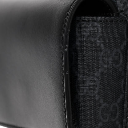 Gucci Soft GG Supreme Monogram Appia Calfskin Web Double Buckle Backpack Black 10 of 12