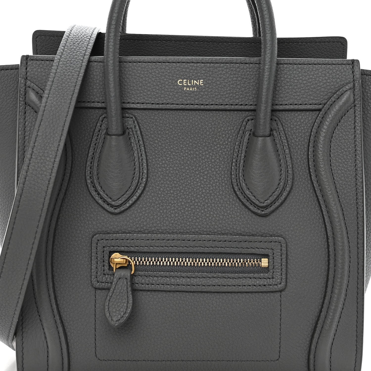 Celine Baby Drummed Calfskin Nano Luggage Kohl 7 of 9