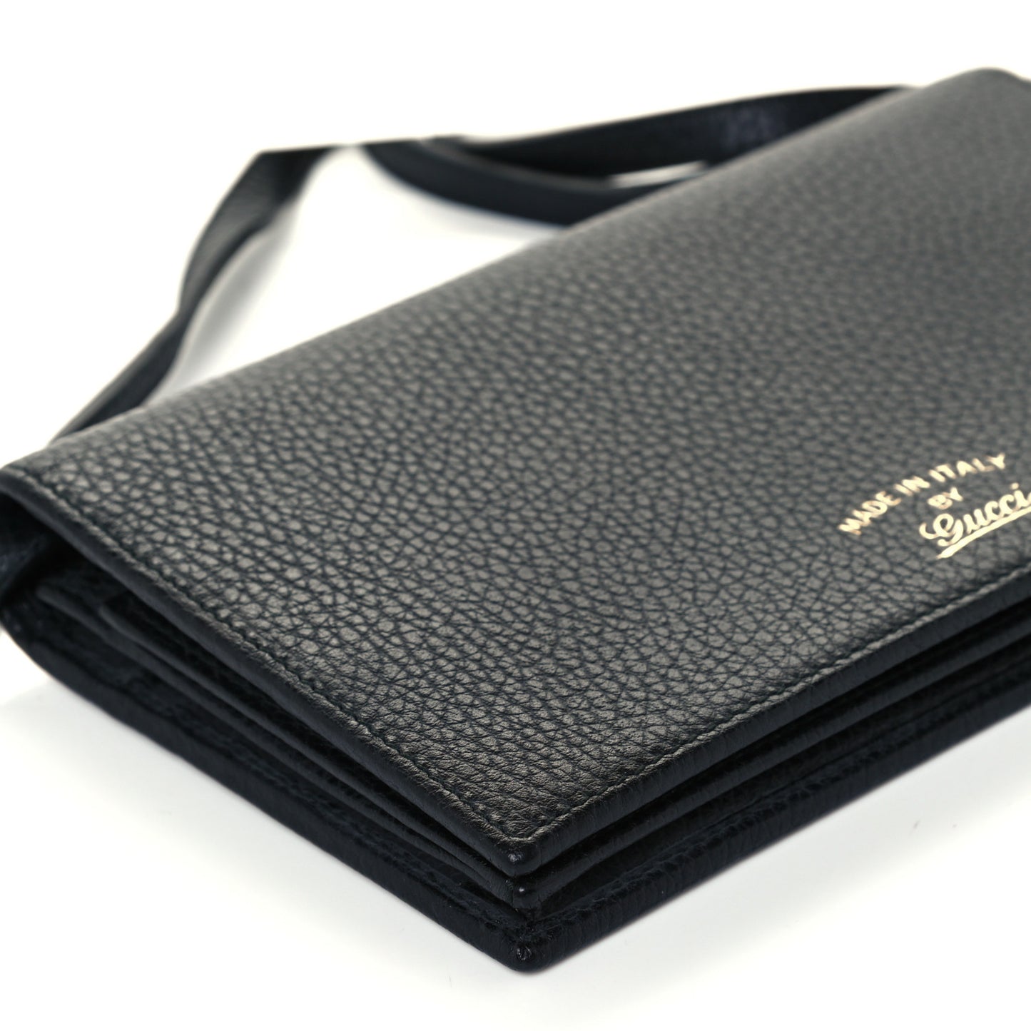 Dollar Calfskin Mini Swing Wallet Bag Black