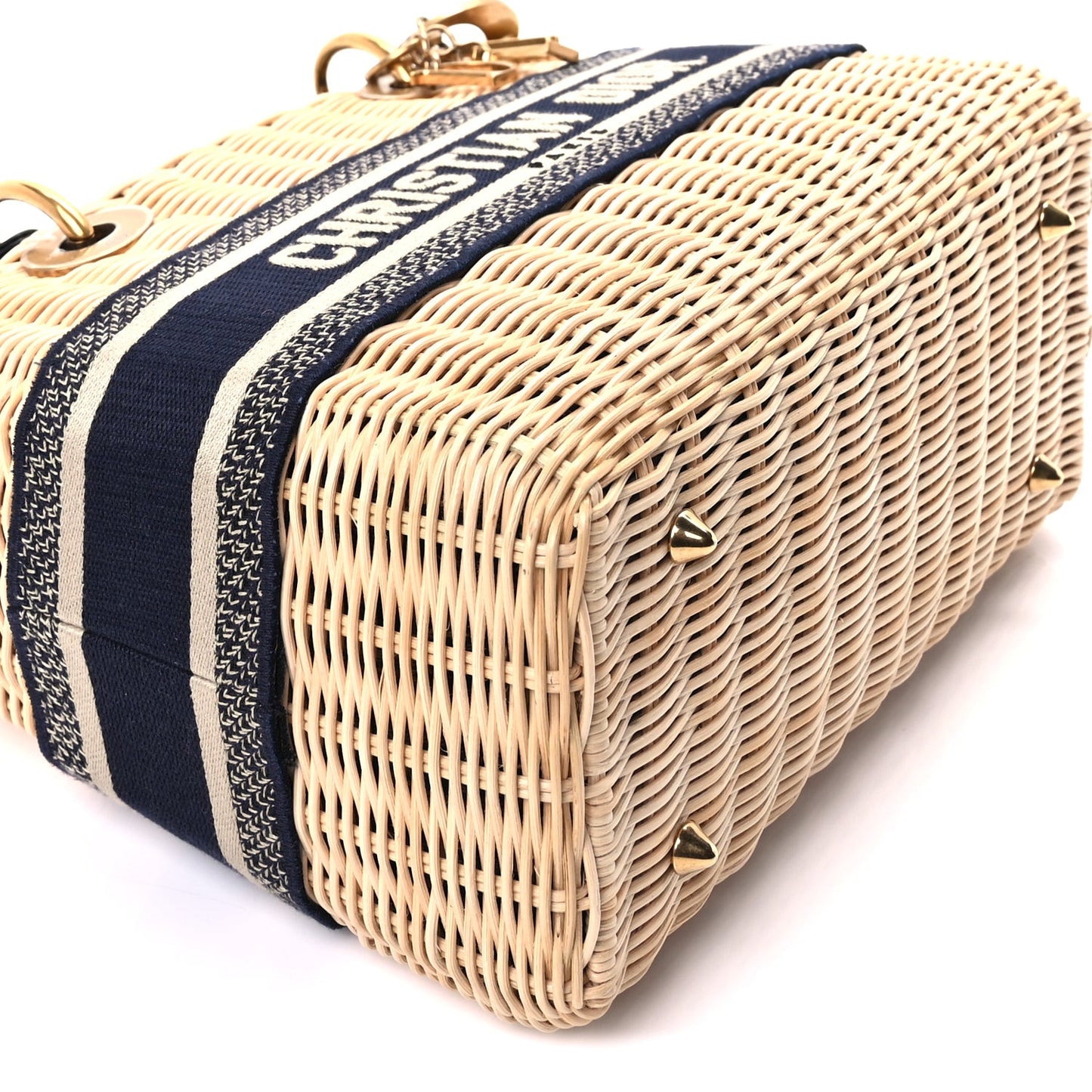 Wicker Oblique Medium Lady Dior Bag Blue Multicolor