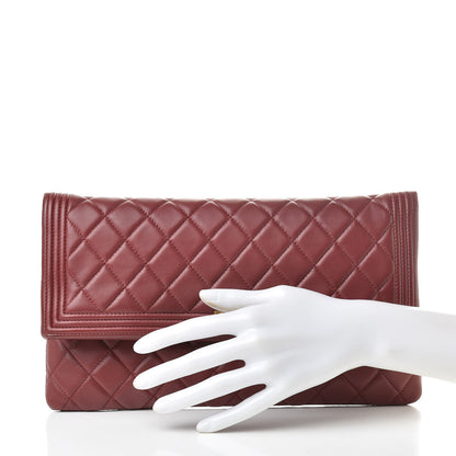Chanel Lambskin Quilted Beauty CC Boy Clutch Red 2 of 12