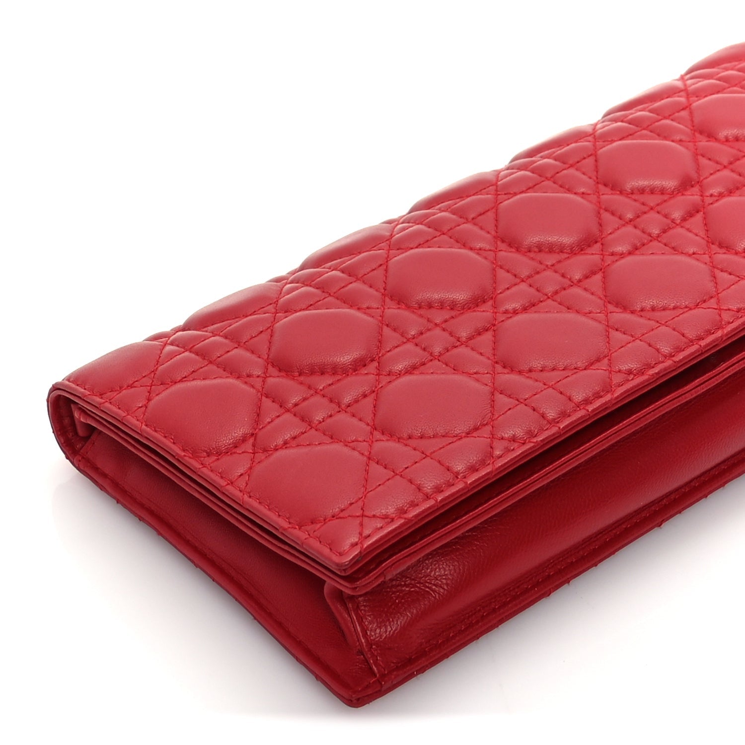 Christian Dior Lambskin Cannage Lady Dior Convertible Clutch Red 7 of 8