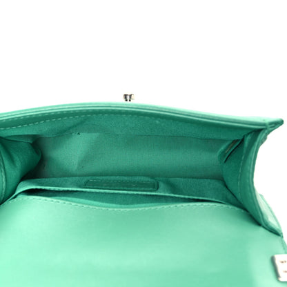 Chanel Lambskin Rubber Quilted Small Tone Boy Flap Green Black 5 of 7