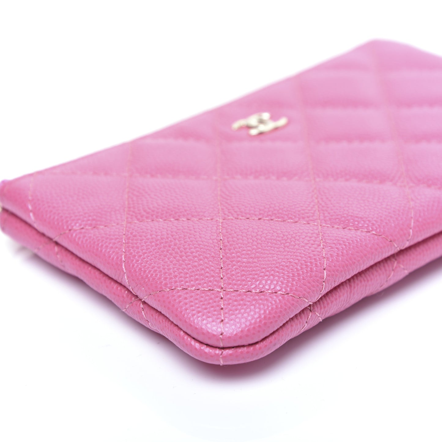 Caviar Quilted Small Cosmetic Case Pink