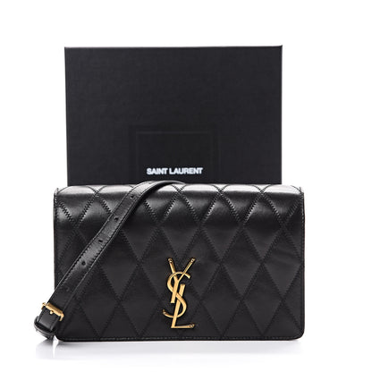 Saint Laurent Lambskin Diamond Quilted Monogram Angie Chain Bag Black 17 of 17