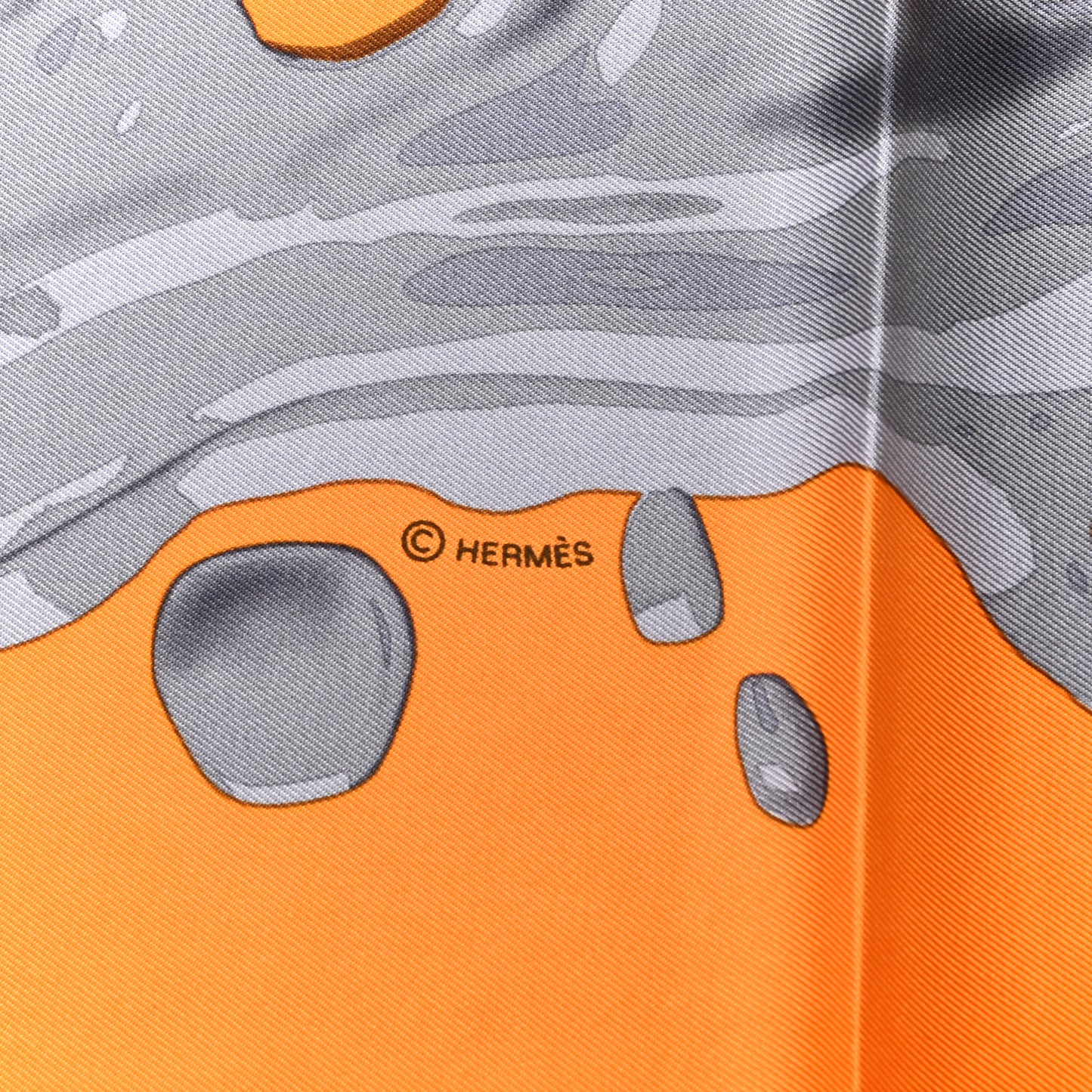 Silk Peinture Fraiche Scarf 90 Orange Gris