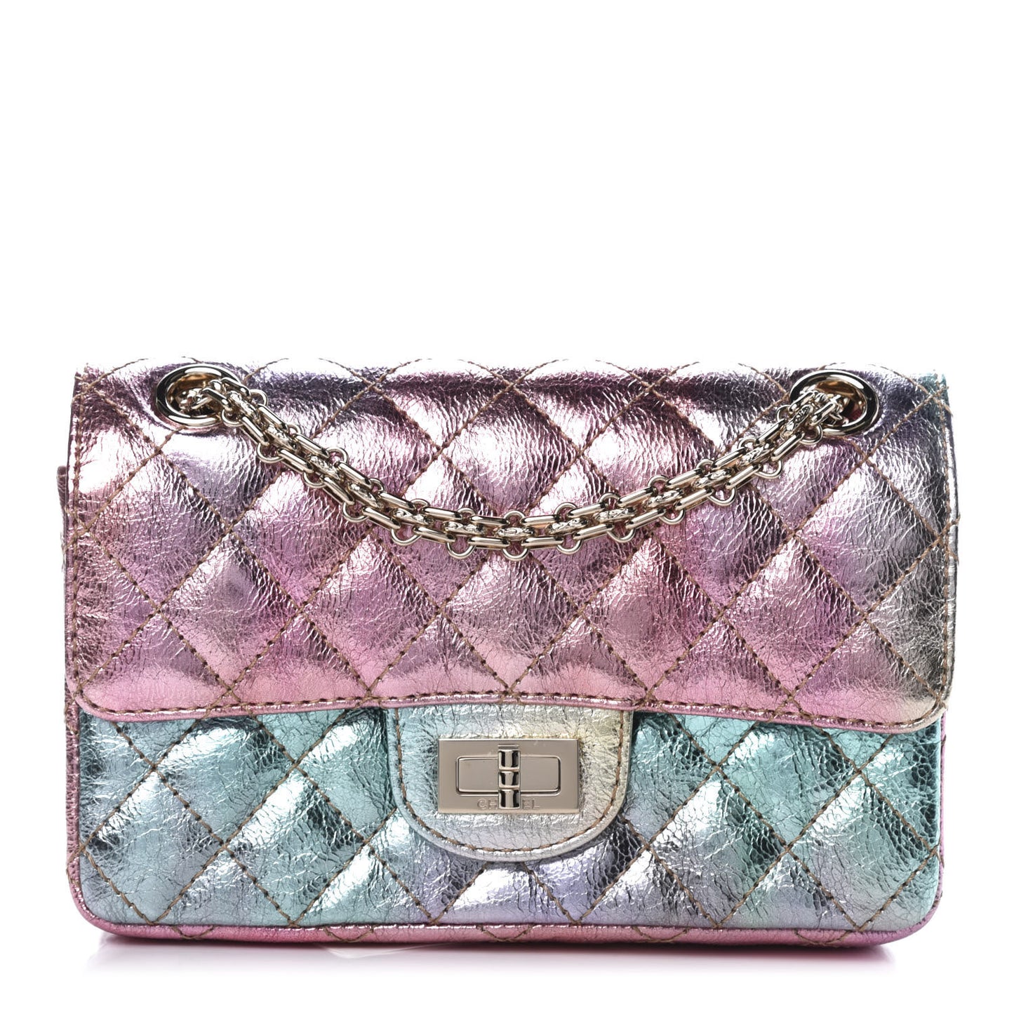 Metallic Goatskin Quilted Mini 2.55 Reissue Flap Multicolor