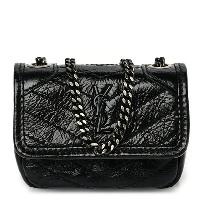 Saint Laurent Crinkled Calfskin Matelasse Monogram Niki Airpods Holder Micro Bag Black 1 of 9