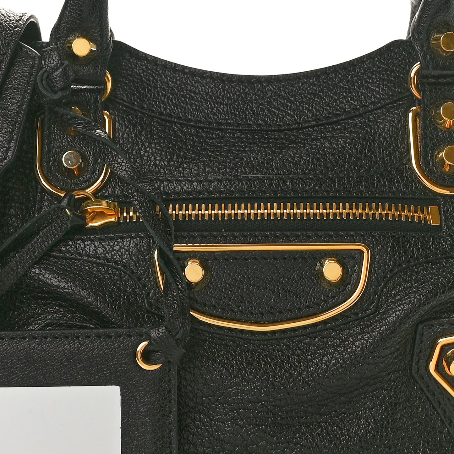 Chevre Gold Metallic Edge Hardware Mini City Black