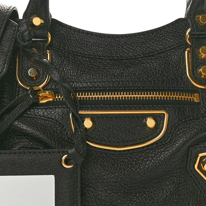 Balenciaga Chevre Gold Metallic Edge Hardware Mini City Black 10 of 12