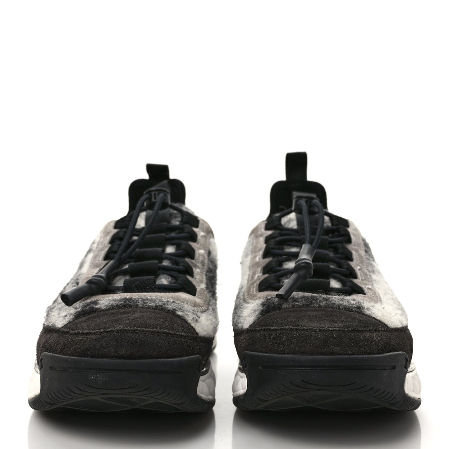 Fabric Suede Calfskin CC Sneakers 39.5 Gray