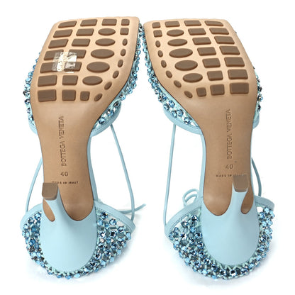 Bottega Veneta Mesh Nappa Crystal Embellished Sparkle Stretch Ankle Tie 90mm Sandals 40 Pale Blue 6 of 9