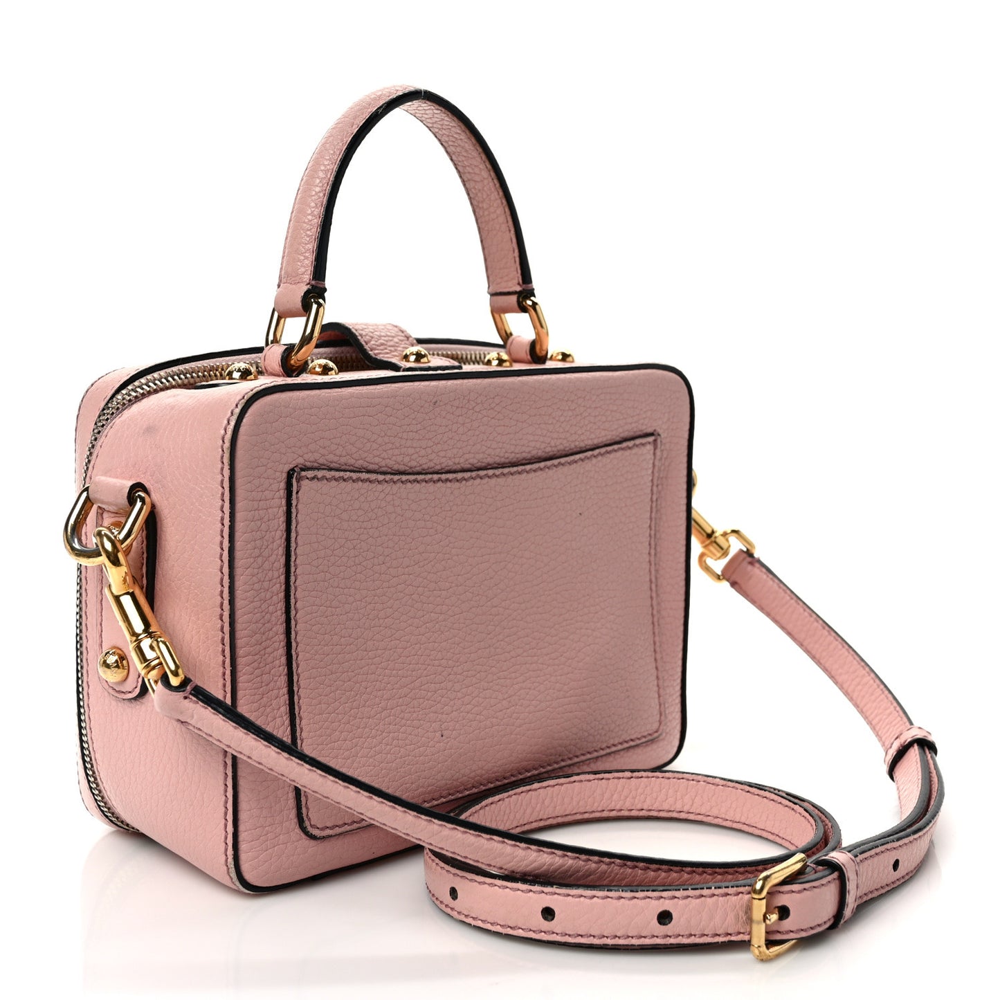 Drummed Calfskin Rosaria Shoulder Bag Pink