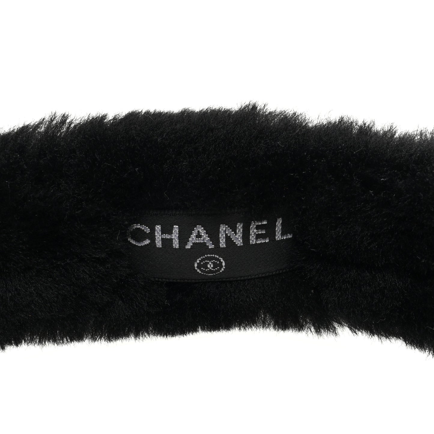 Shearling CC Ear Muffs Black White