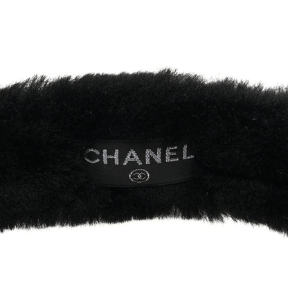 Chanel Shearling CC Ear Muffs Black White 6 of 6