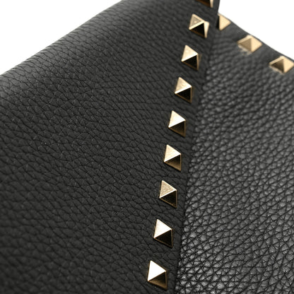 Valentino Garavani Pebbled Calfskin Large Rockstud Envelope Clutch Black 7 of 7