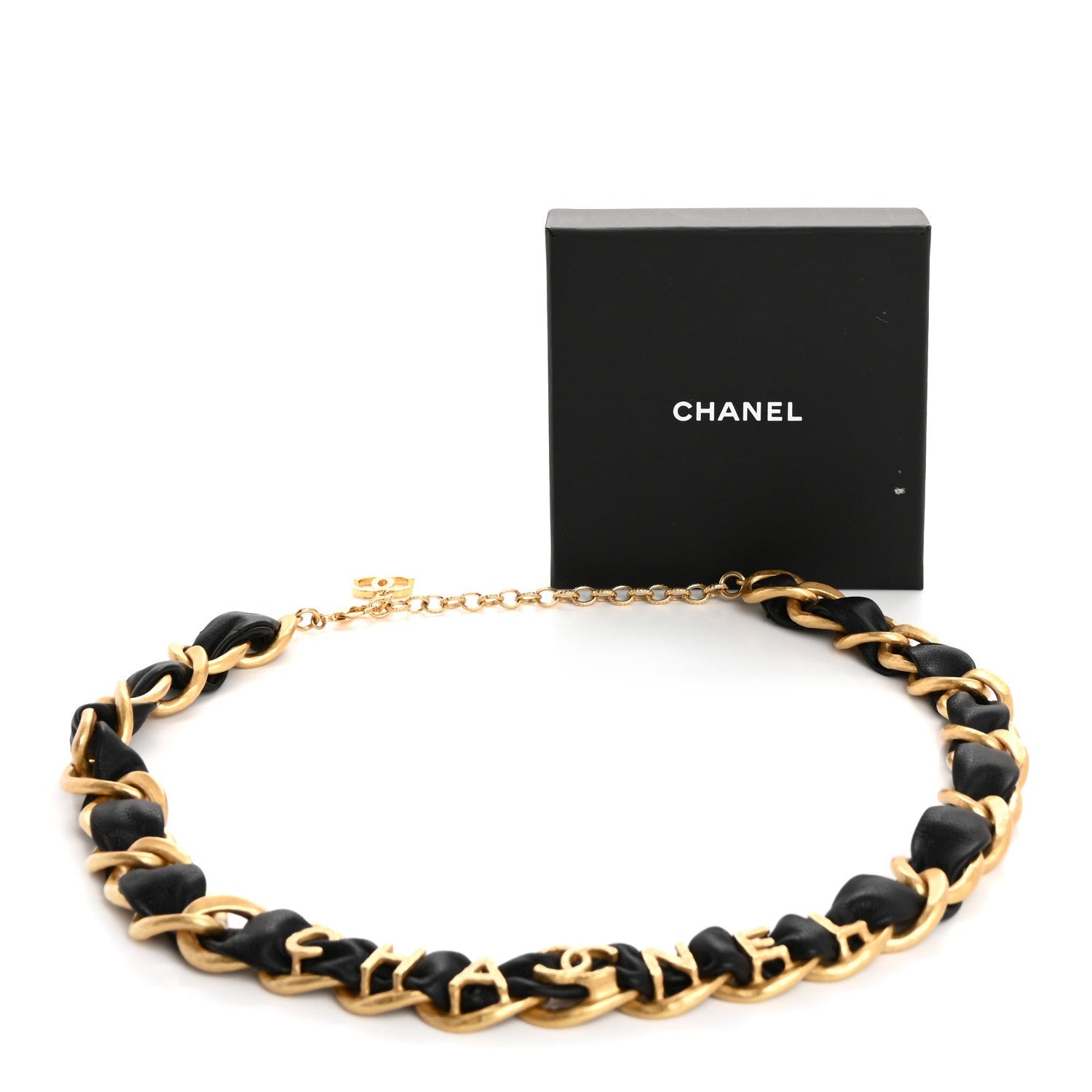 Chanel Calfskin Woven 90s Icon CC Belt 65 Black 5 of 5