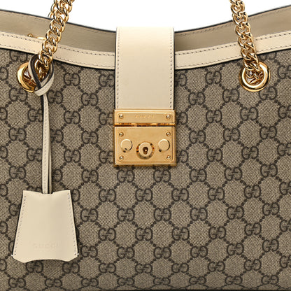 Gucci GG Supreme Monogram Medium Padlock Tote White 8 of 12